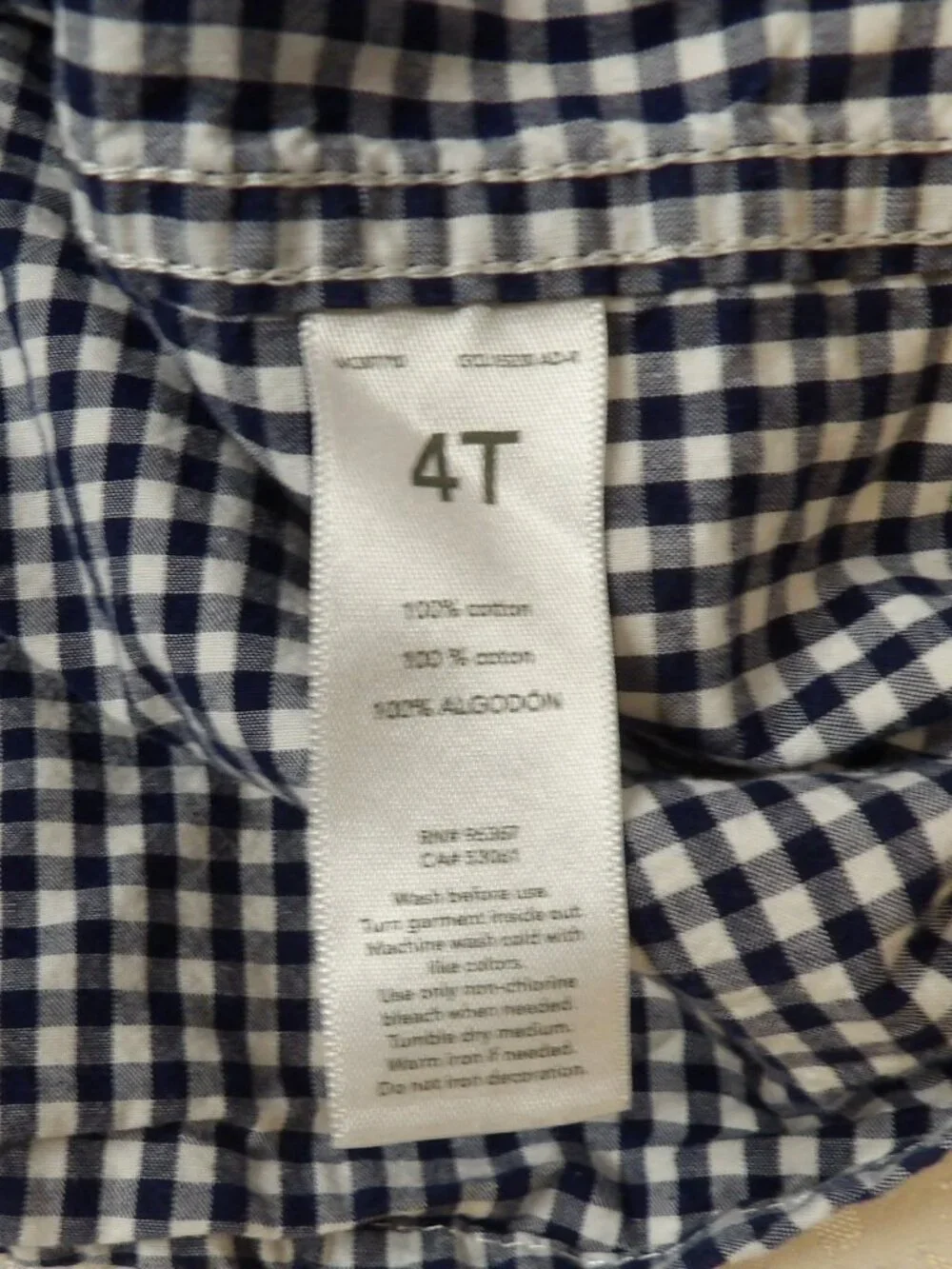 OshBKosh Toddler Boys Gingham Check Black and White Long Sleeve Shirt Size 4T